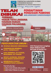 Pengumuman Pengisian Pamong KAlurahan SInduharjo Tahun 2025